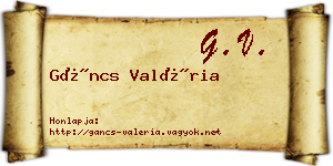 Gáncs Valéria névjegykártya